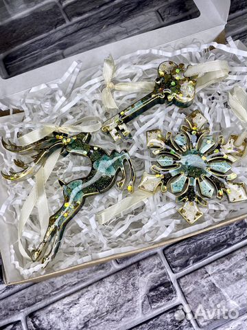 Новогодние игрушки ручной работы, подарочный бокс