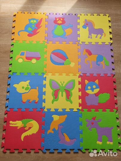 Коврик-пазл детский новый 12 частей мягкий