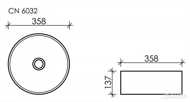 Раковина накладная Ceramica nova Element CN6032