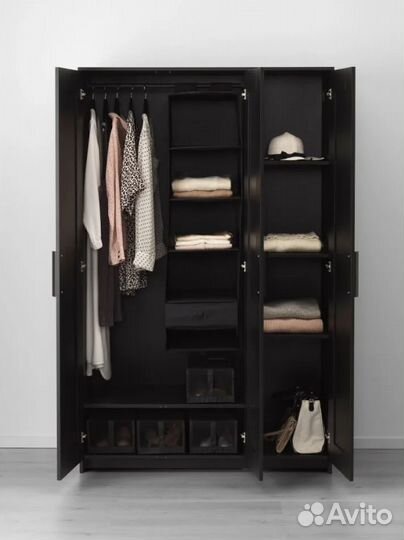 Бримнэс Шкаф платяной 3-дверный,черный, 117x190 см