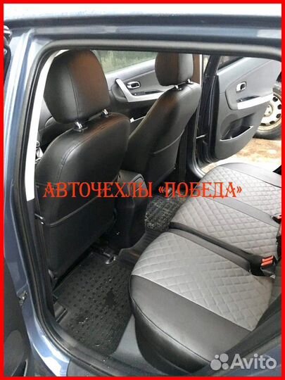 Чехлы Kia Ceed 2 из экокожи чёрно-серые Ромб