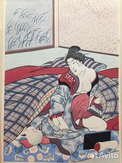 Японская гравюра большая 19в в идеале