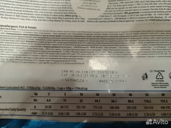 Корм для собак farmina hypoallergenic2кг