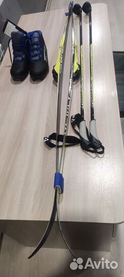 Лыжи fisher, палки, ботинки