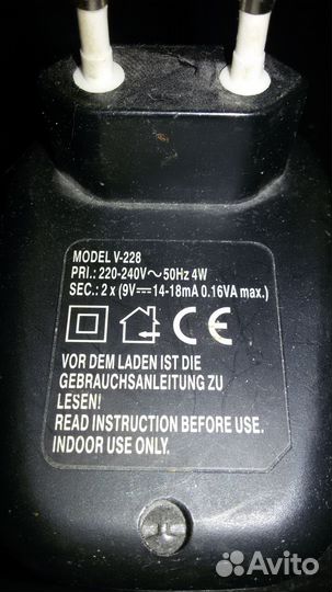 Зарядное устройство vanson для аккумулятора 6F22 9