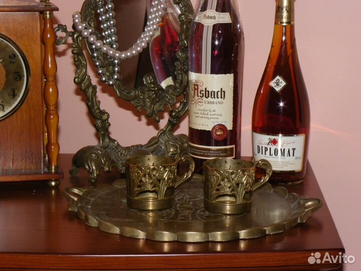 Чай вдвоем Винтажные немецки подстаканники Бронза