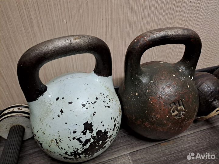 Гири 24 кг, гантели 16 и 5 кг