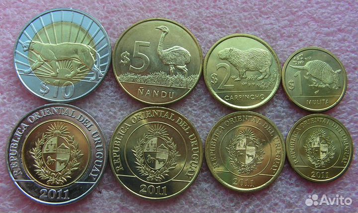 Наборы монет Аргентина, Уругвай, Колумбия, Перу