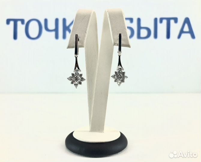 Серьги женские серебро 925 стразы