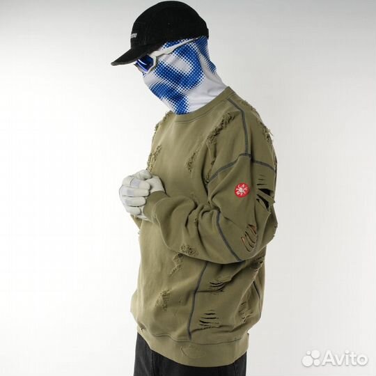 Свитшот CavEmpt рваный зелёный