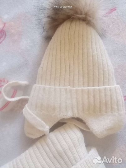 Комплект шапка и снуд, зимний, на 1,5-2 года