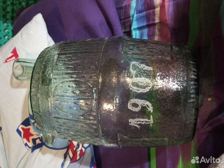 Бутыль старинный стекло с ручкой на три литра