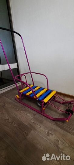 Детские санки с колесами Тимка5 с теплым сиденьем