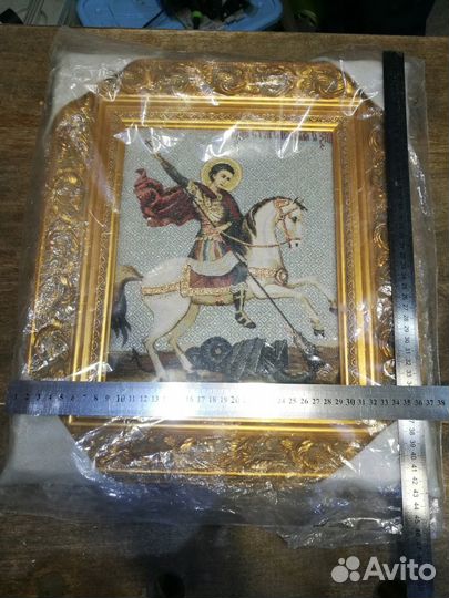 Икона гобеленовая Святой Георгий Победоносец
