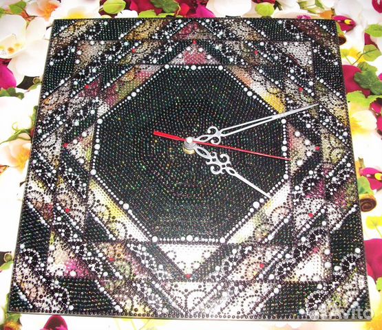 Часы настенные стеклянные ручная роспись