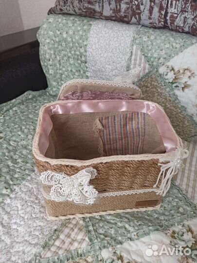 Шкатулки из натурального жгута