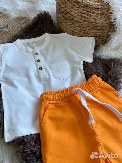 74/80 Костюм детский шорты и футболка, новый, хб