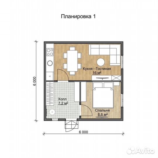 Каркасный садовые дом 6х6м