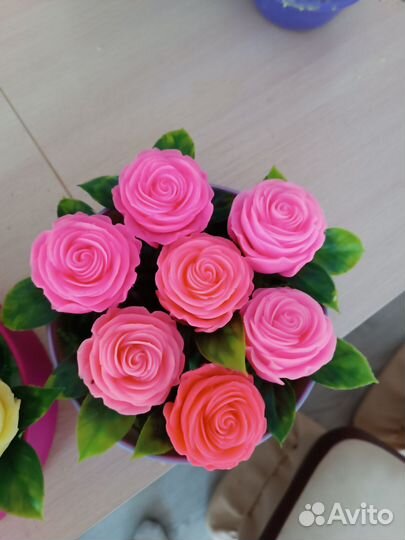 Букет роз из мыла
