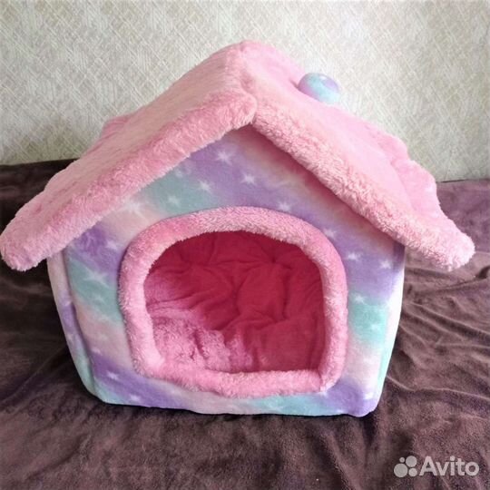 Домик для кошки мягкий плюшевый новый