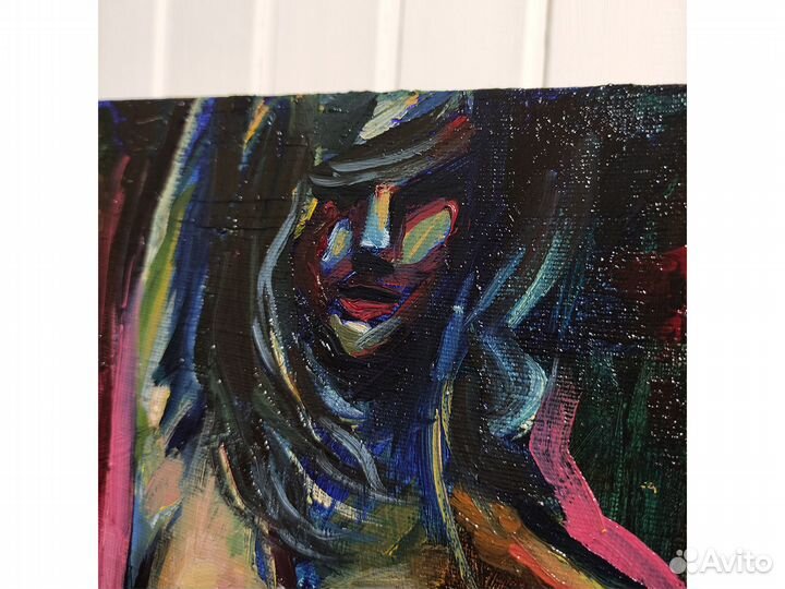 Картина обнажённая девушка маслом на холсте 35х25