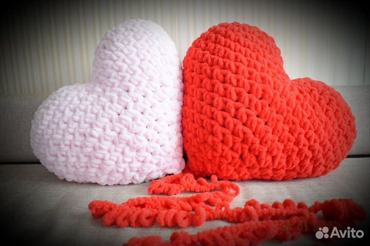 Подушка Сердце, Мишка. Ручная работа