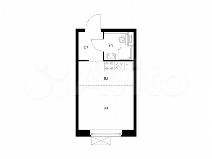 Квартира-студия, 19,7 м², 13/25 эт.