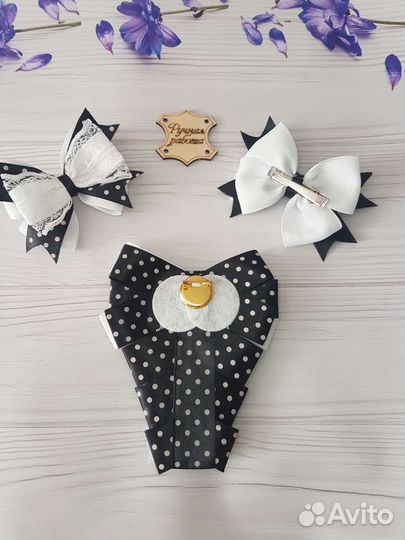 Набор бантики и галстук ручной работы