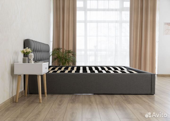 Кровать 200х200 с подъемным механизмом серая