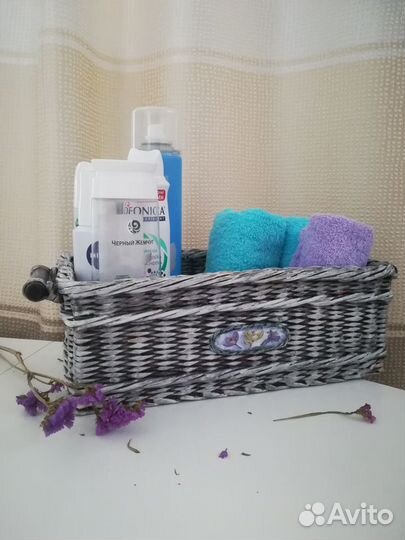 Плетеный короб-органайзер. Корзина подарочная