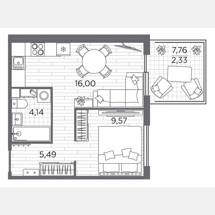1-к. квартира, 37,5 м², 1/5 эт.