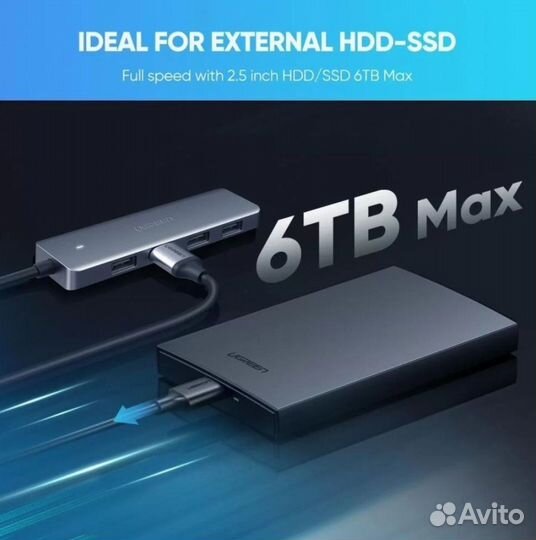 Ugreen USB-концентратор 4 в 1 Type C, 4xUSB 3.0