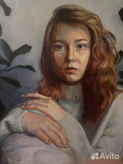 Картина маслом на холсте девушка с головой Венеры