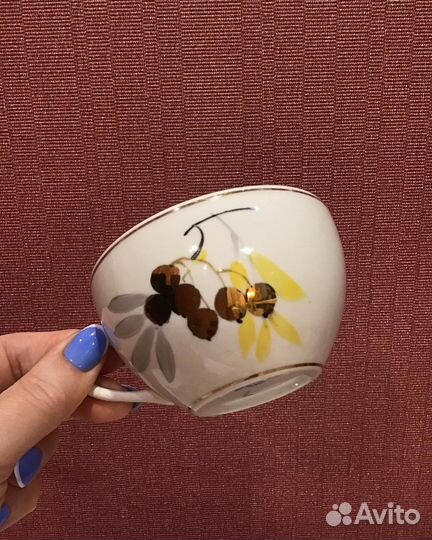 Чайная пара дулево золотая рябина 1950 год