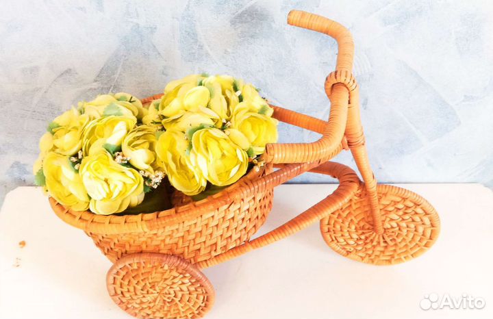 Плетёная настольная цветочница мастеров СССР 1989г