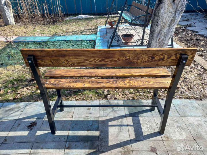 Скамья садовая лофт эконом со спинкой