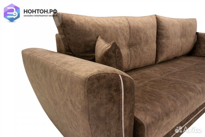 Диван еврокнижка Амстердам бежевый / коричневый