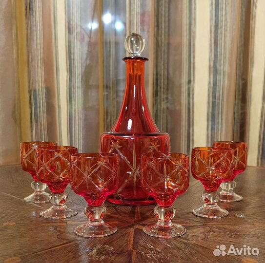 Винный набор цветной хрусталь