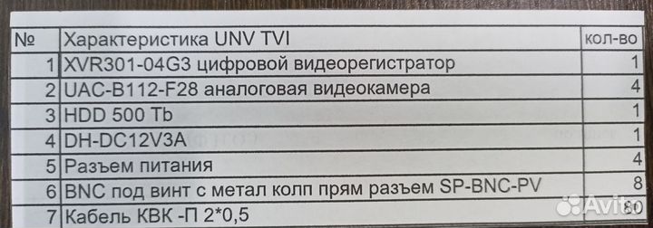 Комплект камер видеонаблюдения UNV