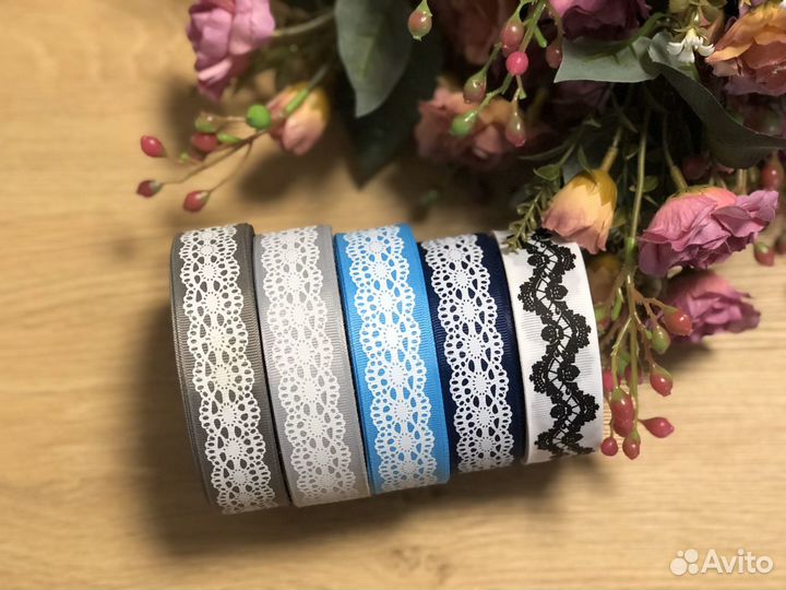 Лента репсовая с рисунком в ассортименте