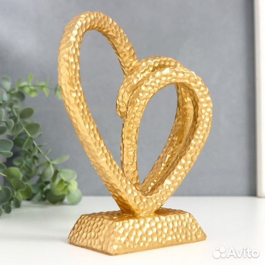 Сувенир полистоун 'Два сердца в одном' золото 20,5