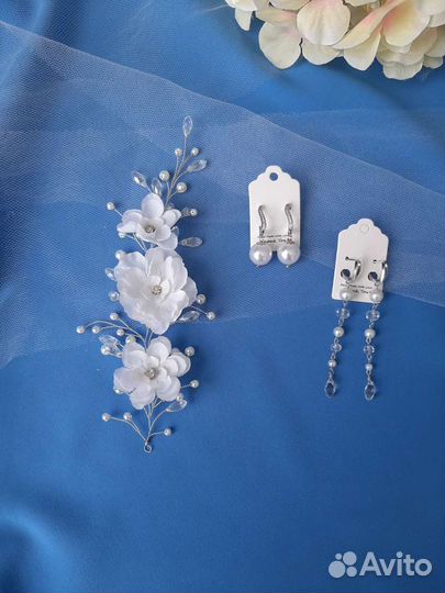 Свадебная веточка в волосы, в прическу