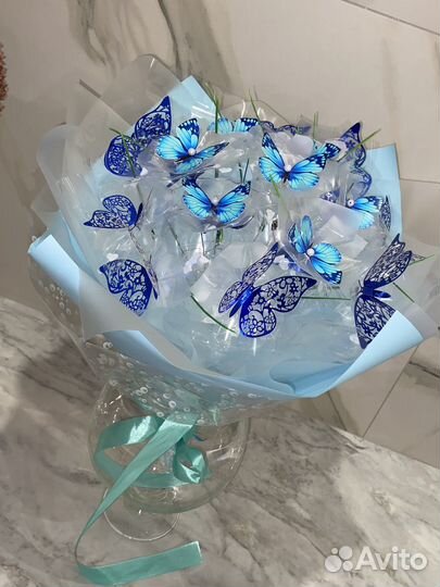 Букет из бабочек, букет ночник, святящийся букет