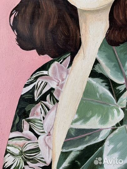 Картина маслом портрет девушки в зеленом