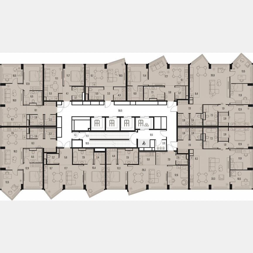 3-к. квартира, 80 м², 16/39 эт.