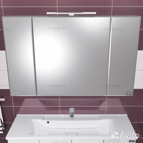 Зеркало-шкаф санта Стандарт 120 фацет, свет