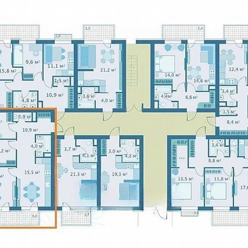 3-к. квартира, 73,6 м², 2/4 эт.