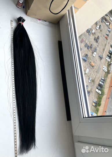 Волосы для наращивания бу 58 см черные