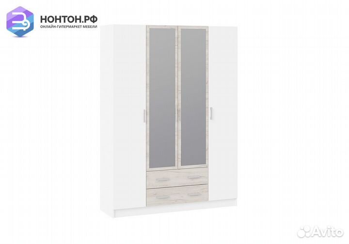 Шкаф Арчи исп. 2 белый текстура / дуб крафт серый