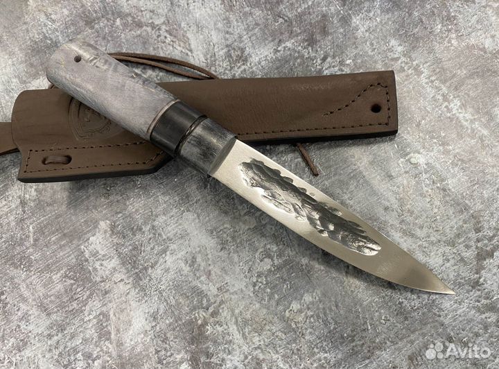 Якутский нож, сталь Х12мф, стаб.карельская береза